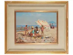 Bagnanti by Giorgio Luxardo, oil on panel, offered Mar 2024