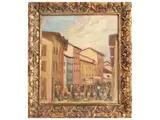 Gino Paolo Gori, Mercato di San Lorenzo, oil on panel