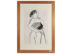 Composizione con fiori 1973 - Figura femminile 1979 by Bruno Paoli, two mixed techniques on paper, offered Mar 2024
