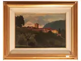 Angelo Maria Crepet, Landscape with a glimpse of a farmhouse, oil on cardboard