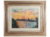 Guido Borgianni, Sunset in Florence, oil on canvas
