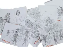 Compositions with figures by Guido Borgianni, eight pencil drawings on paper, offered Mar 2024