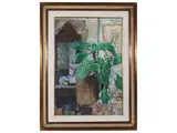 Glimpse of the interior with a 1969 plan by Enzo Faraoni, oil on canvas board, offered Mar 2024