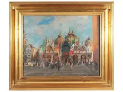 Cipriano Mannucci, Veduta di San Marco, oil on canvas
