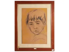 Ritratto di fanciullo by Luigi Bechi, charcoal on paper, offered Mar 2024