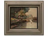 Gino Romiti, Paesaggio fluviale, oil on panel