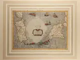 Gerardus Mercator, Sardiniam, Siciliam, ac Corsicae, Colored copper engraving of the map