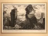 View of the above-ground remains of the ancient Ustrino and of the factories pertaining to it by Giovanni Battista Piranesi, etching and burin, offered Feb 2024