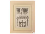 Furniture and clock designs by Giovanni Battista Piranesi, etching, offered Feb 2024