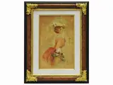 Luigi Rossi, Portrait of a woman with a basket of flowers, watercolor on paper