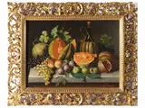 Michelangelo Meucci, Still life with pumpkins, figs, grapes, pomegranates and flask of wine 1899