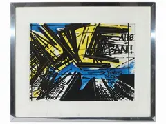 Continuous positive emblem AHS-BAN 1977 by Vinicio Berti, oil on canvas, offered Dec 2023