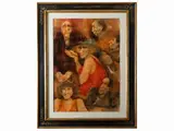 Remo Squillantini, Personages, mixed media on paper