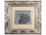 Xavier Bueno, Profile of a girl, mixed media on canvas