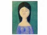 Antonio Bueno, Female portrait, oil and pastel on paper laid on faesite