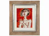 Giuseppe Migneco, Female figure, mixed media on paper applied to canvas