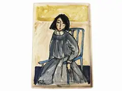 Female portrait - Female nude by Bruno Paoli, two polychrome ceramic plaques, offered Dec 2023
