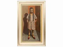 Figure of a child 1954 by Alfio Rapisardi, oil on hardboard, offered Dec 2023
