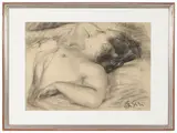 Paolo Ghiglia, Female nude, charcoal on paper