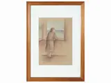 Orazio Toschi, Window overlooking the sea, pastel on paper