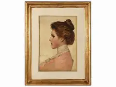 Vittorio Matteo Corcos, Female profile 1904, oil on canvas