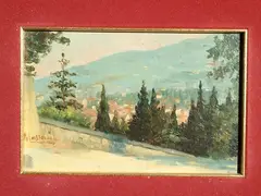 Pompeo Massani, View of the town, on tablet