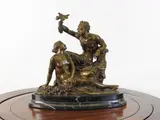 Eugenio Avolio, Bacchante Faun with Nymph 1912, bronze sculpture