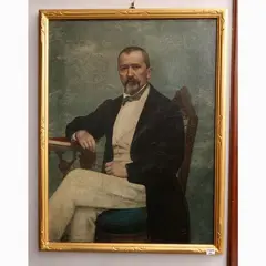 Male portrait and female portrait by Pietro Aldi, two oil paintings on canvas, offered Oct 2023