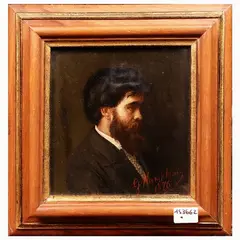 Male portrait 1876 by Giuseppe Maraschini, oil on panel, offered Oct 2023