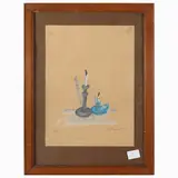 Guido Peyron, candlesticks, tempera on paper