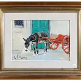 Gino Paolo Gori, Sulla porta, oil on canvas cardboard