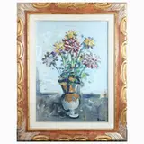 Enzo Pregno, Flowers, oil on canvas