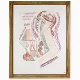 Mario Tozzi, Composition with figure, lithograph