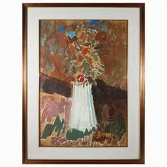 Flowerpot by Gastone Breddo, oil on canvas, offered Oct 2023