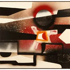Suspicious time 1973 by Alvaro Monnini, mixed media on canvas, offered Oct 2023