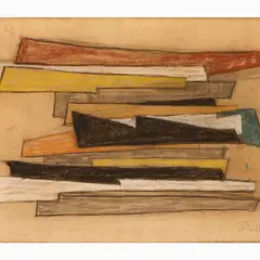 Composition by Hans Richter, mixed media on paper applied to canvas, offered Oct 2023