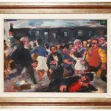 Eugenio Chiostri, At the station 1967, oil on cardboard