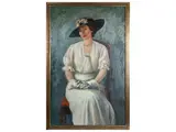 Franco Dani, Portrait of a lady in a white dress, oil on canvas