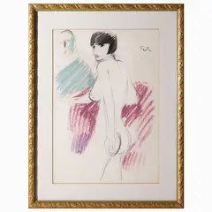 Bruno Paoli, Model and painter, mixed media on paper