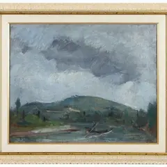 River landscape by Ugo Pignotti, oil on panel, offered Oct 2023