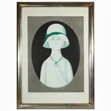 Antonio Bueno, Lady with hat, lithograph