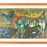 Silvio Loffredo, Figure of bull 1969, oil on panel