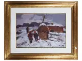 Angiolo Volpe, Snowfall, oil on hardboard