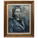 Enzo Pregno, Female portrait, oil on canvas