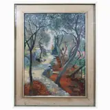 Ugo Vittore Bartolini, Houses among the olive trees 1964, oil on canvas