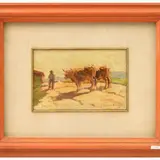 Carlo Domenici, Cows against light, oil on panel