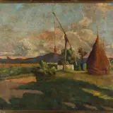 Adolfo Tommasi, View of the Ardenza, oil on canvas board
