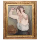 Franco Dani, Woman curling her hair, 1930s, oil on canvas