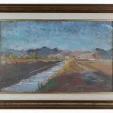 Santi Macchia, Il fiume morto - campagna pisana 1934, oil on cardboard