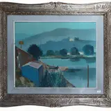 Silvio Polloni, Landscape on the Arno, oil on canvas